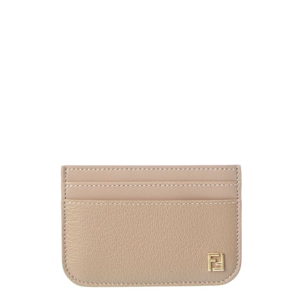 Fendi Ff Leather Card Case, Grey